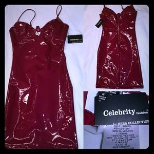 Sexy maroon/burgundy wet look club dress